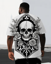 Endings Are Just Echoes Men's Romantic Skull Print Big & Tall Short Sleeve T-shirt Casual Set